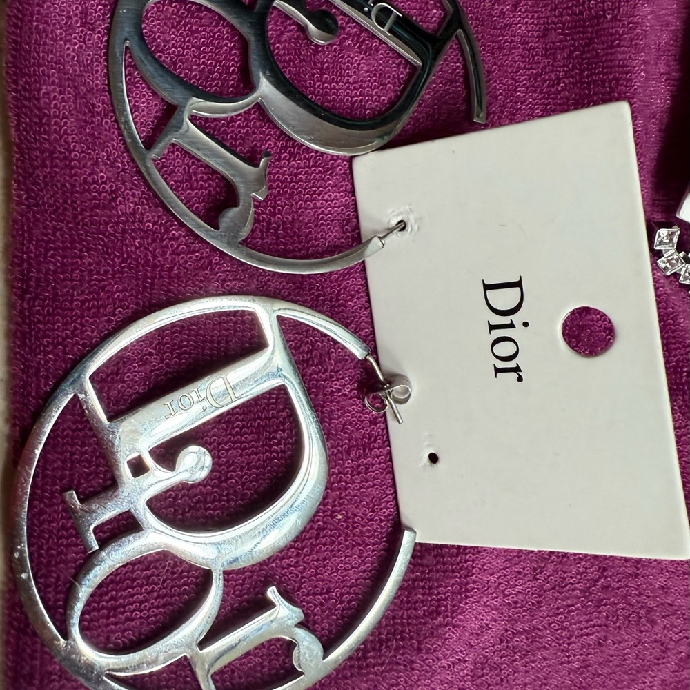 Dior Silver and Purple Earrings